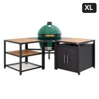 Big Green Egg Керамический гриль размер XL с угловой модульной подставкой, рабочим столом и шкафом
