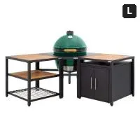 Big Green Egg Керамический гриль размер L с угловой модульной подставкой, рабочим столом и шкафом
