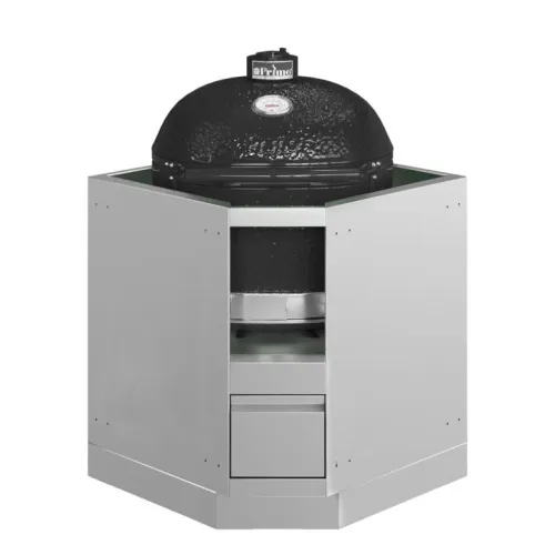 Тумба-основание угловая для овальных керамических грилей с выдвижным ящиком