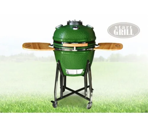 Start Grill Керамический гриль со стеклянным окошком, 57 см (22 дюйма), зеленый