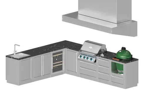 Угловая модульная гриль-кухня KuhniGrill Ontario BIG-32 с вытяжным зонтом