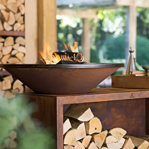 OFYR Island 85-100 Дровяной гриль-остров с керамической столешницей D85 с поленницей