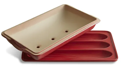 Emile Henry Форма для выпечки багетов 39х24 см, цвет: гранат