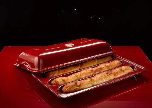 Emile Henry Форма для выпечки багетов 39х24 см, цвет: гранат