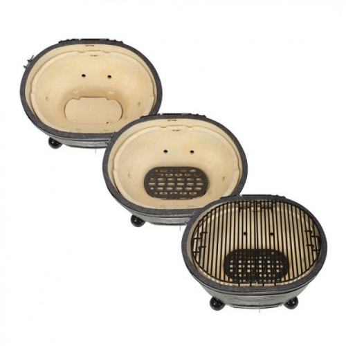Керамический гриль Primo Oval Junior All in One с мобильной подставкой и складными столиками