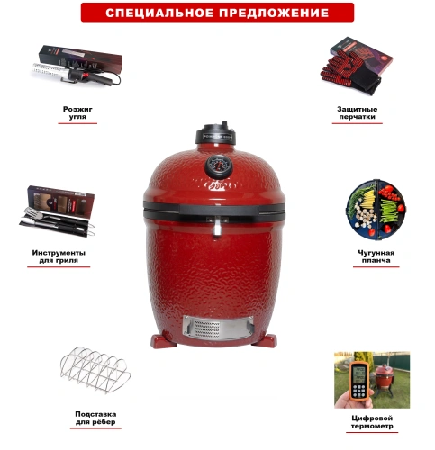 Diamond Egg LEGEND BUILT-IN Керамический гриль, 57 см красный (RED MAGIC) с набором аксессуаров