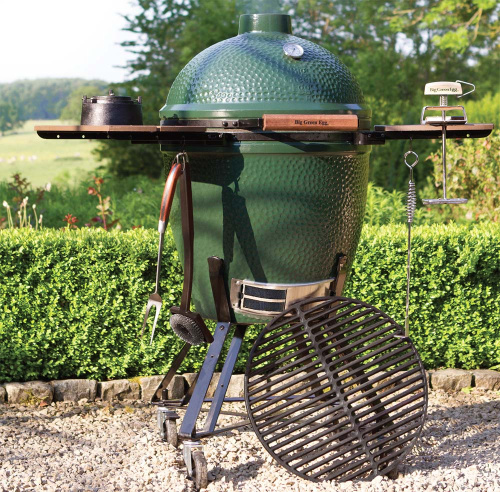 Big Green Egg Керамический гриль размер M с откидными столиками и на подставке